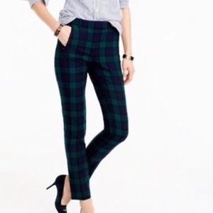 J. Crew Plaid Ankle Pants in Green and Blue